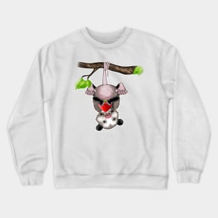 Cute possum eats strawberry Crewneck Sweatshirt